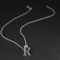 Sterling Silver Plated Necklace Women Pendant Initial Letter Alphabet B375