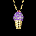 Yellow Gold Plated Necklace Women's Pendant Ice Cream AAA Zirconia Lobster B176