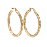 304 Stainless Steel Hoop Earrings Twist Stripe Gold Silver 1.6" 1x0.8mm  P577