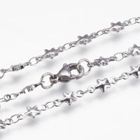 Stainless Steel Necklace Lobster Ion Plating  IP Star 17.3"~17.7" 44~45cm Z645