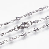 Stainless Steel Necklace Lobster Ion Plating  IP Star 17.3"~17.7" 44~45cm Z645