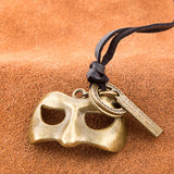Genuine Leather Necklace Pendant Masquerade Mask Adjustable Slide Clasp B484