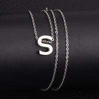 Stainless Steel Women's Unisex 18 Inch Necklace Pendant Letter Lobster Clasp S3