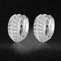 Gold Cubic Zirconia Hoop Earrings Clear Platinum Gold 14x15.5x6mm P179