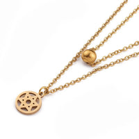 Stainless Steel Double Layer Necklace Pendant Necklace Star of David 16" Z463