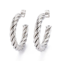 Stainless Steel Hoop Earring Hypoallergenic Ear Twisted Ring Gold Silver Z281