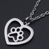 Stainless Steel Pendant Necklace Lobster Clsp Heart Dog Paw Gold 15.7" 1.5mm P58