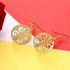 Yellow Gold Platinum Plated Earrings  Drop Dangle Fish Hook Clasp L646