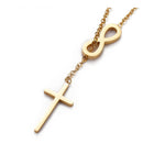 Stainless Steel Chain Lariat Necklace Lobster Infinity Cross Gold 17" 1mm A215