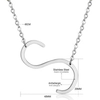 Stainless Steel Women's Unisex 18 Inch Necklace Pendant Letter Lobster Clasp S1