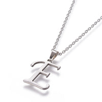 Stainless Steel Set Stud Earring Pendant Necklace Alphabet Letter 17.7" P495