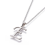 Stainless Steel Set Stud Earring Pendant Necklace Alphabet Letter 17.7" P495