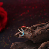 Yellow Gold Platinum Plated Ring Womens Moon Kallaite Stone Blue B506