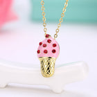 Yellow Gold Plated Necklace Women's Pendant Ice Cream AAA Zirconia Lobster B176