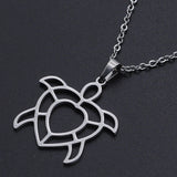 Stainless Steel Pendant Necklace Lobster Clasp Turtle Gold 17.71" 1.5mm P96