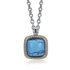 Platinum Plated Necklace Pendant Drop Kallaite Blue 19 Inch 1MM Lobster  B193