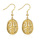Yellow Gold Platinum Plated Earrings  Drop Dangle Fish Hook Clasp L646