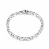 Stainless Steel Figaro Chain Bracelet Lobster Clasp Silver Color 7.87" P230