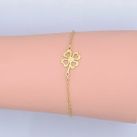 Stainless Steel Link Bracelet Lobster Clasp Clover Gold Silver Adjustable P265