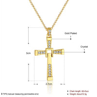 Rose Gold Platinum Plated Necklace Pendant Cross Zirconia 28 Inches 1.5MM B88