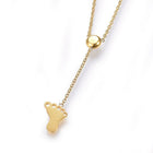 Stainless Steel Set Earrings Pendant Necklace Foot Feet Gold Silver 16.54" P732