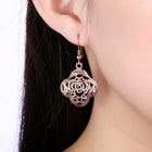 Yellow Rose Gold Plated Earrings Flower Chadelier Fish Hook Clasp L652