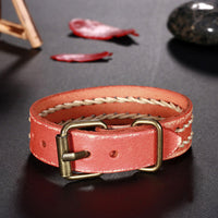 Leather Bracelet Handmade  10 Inches 15MM Belt buckle L479