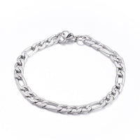 304 Stainless Steel Bracelet Figaro Chains Lobster Clasp Gold 7.8" 6mm  A80