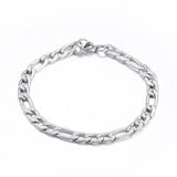 304 Stainless Steel Bracelet Figaro Chains Lobster Clasp Gold 7.8" 6mm  A80