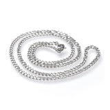 304 Stainless Steel Curb Chain Necklace Lobster Silver Color 19.5" 3mm  A260