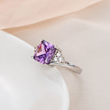 White Gold Purple Zirconia Band Ring Size 8 B88