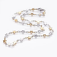 Stainless Steel Chain Necklaces Lobster Star Silver 17.7 inches 45cm Z646
