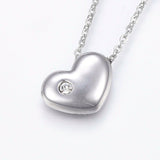 Stainless Steel Set Stud Earrings Pendant Necklaces Heart Gold Silver 17.7" P681