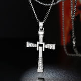 Rose Gold Platinum Plated Necklace Pendant Cross Zirconia 28 Inches 1.5MM B88