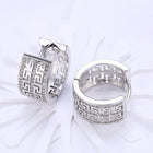 Yellow Gold Platinum Plated Earrings Hoop Huggies Zirconia Latch Back Clasp L548