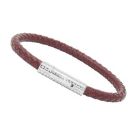 Unisex Men's Genuine Leather Stainless Steel Magnetic Clasp Bracelet Burgundy