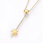 Stainless Steel Set Earrings Pendant Necklace Coconut Tree Gold 16.54" P730