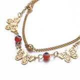 Stainless Steel Multi-strand Bracelet Lobster Butterfly Gold 6-3/4" 17cm Z635