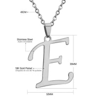 Stainless Steel Women's Unisex 18 Inch Necklace Pendant Letter Lobster Clasp S2