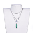 Malachite Bullet Pendant Necklace 316 Stainless Steel Lobster Clasp 16" Z509