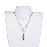 Malachite Bullet Pendant Necklace 316 Stainless Steel Lobster Clasp 16" Z509