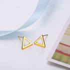 Rose Gold Plated Earrings Triagle Stud Push Back Clasp L514