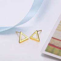 Rose Gold Plated Earrings Triagle Stud Push Back Clasp L514