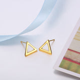 Rose Gold Plated Earrings Triagle Stud Push Back Clasp L514