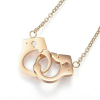 Stainless Steel Pendant Necklaces Rhinestone Handcuffs Gold Silver 17.3"  P657