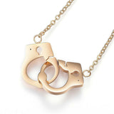 Stainless Steel Pendant Necklaces Rhinestone Handcuffs Gold Silver 17.3"  P657