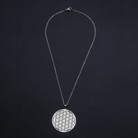 Stainless Steel Pendant Necklace Lobster Flower of Life Silver 17.7" 1.5mm Z605