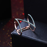 Rose Gold Platinum Plated Plated Knuckle Ring Kallaite Stone Blue B508