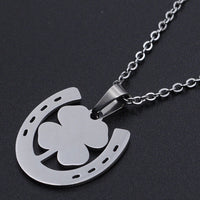 Stainless Steel Pendant Necklace Lobster Clasp Clover Silver 17.71" 1.5mm P97