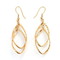 Stainless Steel Dangle Earrings Carved Gold Silver 65mm Pendant 46x19x4mm P155